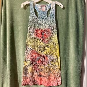 Prestige Rhinestone Heart Sheer Mini Dress (M)